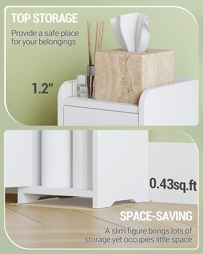 Hzuaneri Bathroom Storage Cabinet, Small Corner Floor Cabinet with 2 Doors and Adjustable Shelf, Narrow Toilet Paper Cabinets, Bathroom Organizer for Small Spaces, 7.9" D x 7.9" W x 29.5" H White