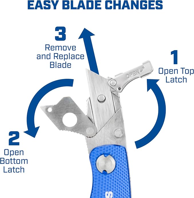Sheffield Mini Box Cutter, Mini Utility Knife Aluminum Handle, Accepts Mini Utility Blades, Keychain Knife for Home, Office, Trades, and Warehouse