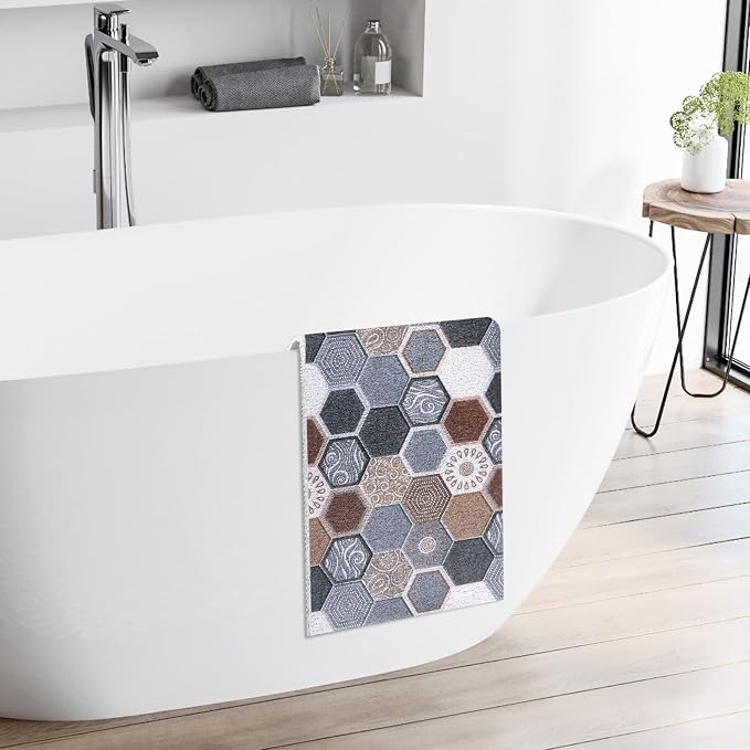 Bathtub Mat Shower Mat Non-Slip, 16x 39 Inch, Soft Comfort Bath Mat with Drainage Holes, PVC Loofah Massage Bathmat for Shower, Tub, Bathroom, Wet Areas, Quick Drying