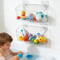 Bath Toy Storage Organizer, Bathtub Toy Storage Holder, Large Capacity Wall Mounted Shower Caddy Shower Organizer, No Drill Shelves Basket, Clear White, 2 Pack