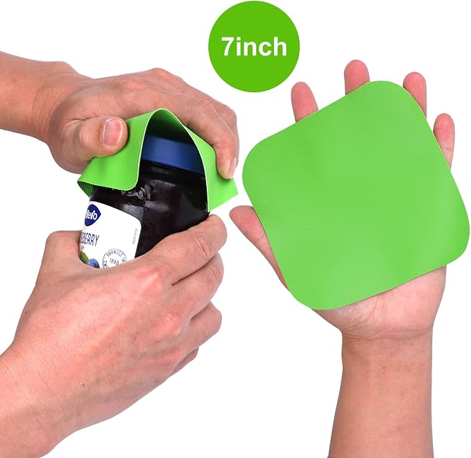 6 in 1 Lids off Jar Opener, Bottle Opener for Weak Hands, Seniors, Arthritis, Women, Kids - Multipurpose Kitchen Tool, Easy open. & Non Slip Rubber Jar opener Gripper Pad, Green