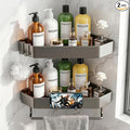 Shower Caddy Hanging, 2 Pack Never Rust Shower Organizer Hanging, Aluminum Shower Racks for Inside Shower with Hooks for Razor, Bathroom Organizers and Storage with Soap Holder, Grey