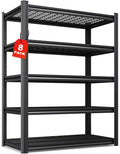 Set of 8-71"H Garage Shelving-3000LBS 5 Tier Storage Shelves,Adjustable Heavy Duty Metal Shelving Unit and Storage Large Wire Rack,Utility Steel Shelf For Shop Warehouse Industrial Pantry 71"x35"x16"