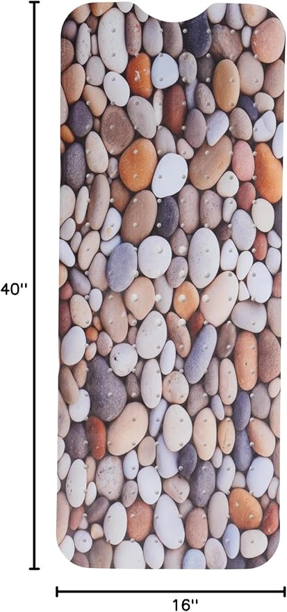 ENKOSI Bath Mat – Large 40 x 16 Inch Non-Slip Bathtub Mat with Suction Cups & Drain Holes – Extra Long Bathroom Shower Mat for Tub with Pebble Design (40x16 Pebble Stone)