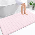 OLANLY Memory Foam Bath Mat 59x35, Super Soft Absorbent Bathroom Rugs, Quick Dry, Machine Washable Shower Floor Rugs, Bathmat Carpet, Bathroom Home Decor Accessories, Pink