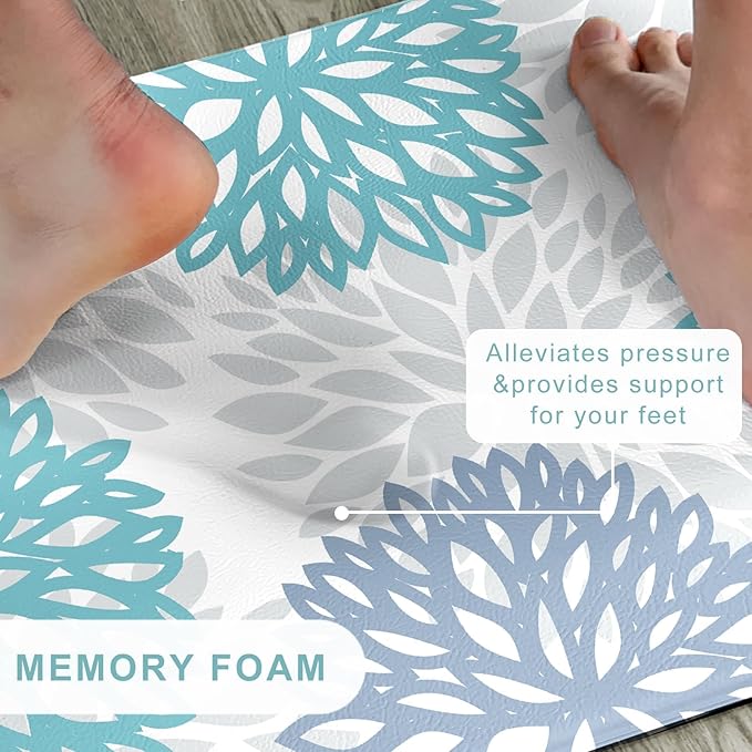 Cushioned Anti-Fatigue Kitchen Mats for Floor – Non-Slip Waterproof Memory Foam Runner, Extra Wide & Long, Comfortable Standing Mat for Kitchen, Sink, Office, Laundry, Teal