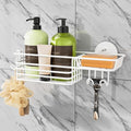TAILI Shower Caddy Suction Cup with Hooks & Soap Holder, Heavy Duty Bathroom Shower Organizer, No Drilling Shelves for Inside Bathroom, Metal Storage Basket