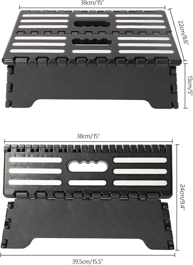 5 Inch Folding Step Stool with Non-Slip Mat. Made of Incombustible Plastic, Can Withstand Over 250 Pounds. Collapsible Step Suitable for Kitchen, Bathroom, Bedroom, Camping, Travel ect