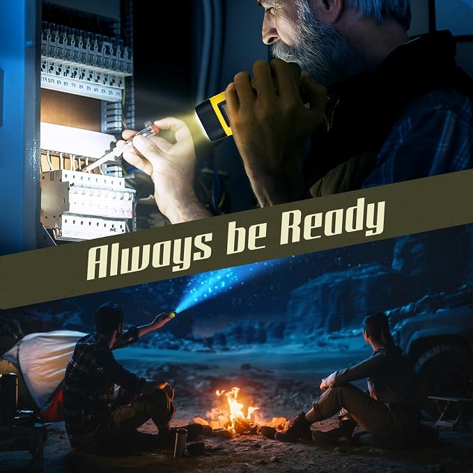 SEANCHEER Hand Crank Solar Powered Flashlights,Compact Emergency LED Flashlight Handheld Survival Flashlight,Quick Snap Carbiner Dynamo Flashlighting for Outdoor,Sports,Hiking (1 Pack-Yellow)