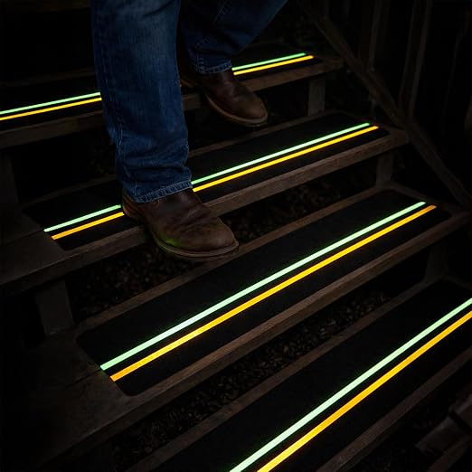 S&X Heavy Duty Anti Slip Tape 6 Inch x 60 Ft, High Traction Non Skid Grip Tape with Reflective & Glow-in-the-Dark Strips, Outdoor Stair Treads Non-Slip for Steps Ramps Boats Decks Long-Lasting