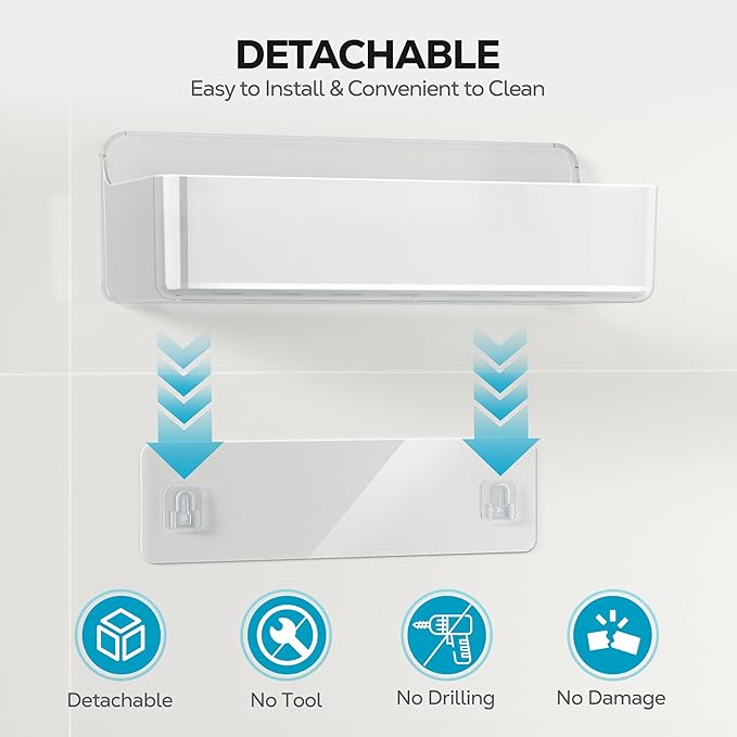 Nieifi Adhesive Wall Shelf, Shower Shelves, Shower Organizer for Bathroom Organization (A-Clear, 3 pieces)