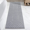 SHACOS Super Soft Bathroom Runner Rugs 24"x60" Non Slip Boho Bath Rugs Microfiber Absorbent Bath Mats for Bath Room Floor Machine Washable Shaggy Carpet for Shower Bathtub, Light Grey 2' x 5'