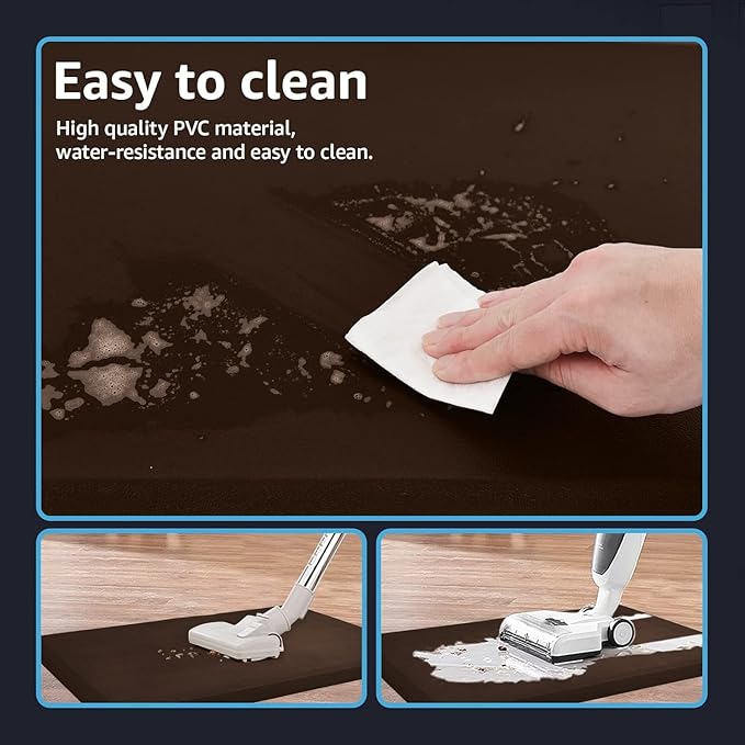 Art3d Anti Fatigue Mat - 1/2 Inch Cushioned Kitchen Mats - Comfort & Non Slip Cushion for Standing Desk, Office or Garage Floor (17.3"x28", Chocolate)