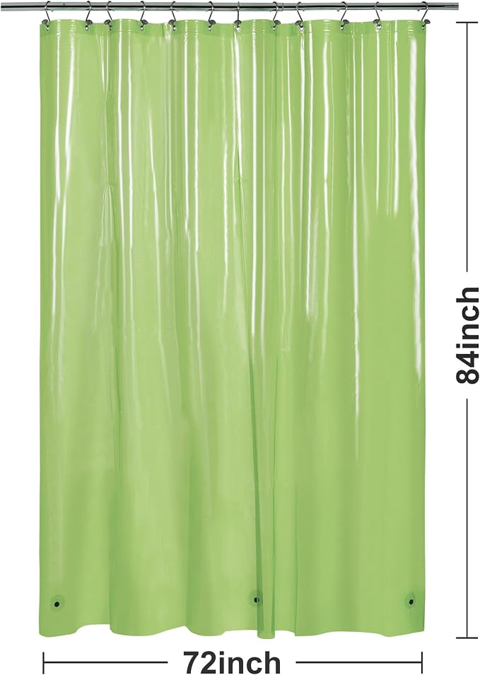 Barossa Design Extra Long Shower Curtain Liner with 3 Magnets - 72" x 84" XL, Waterproof PEVA Lightweight Shower Liner for Bathroom, PVC Free, Metal Grommets - Clear Green, 72x84