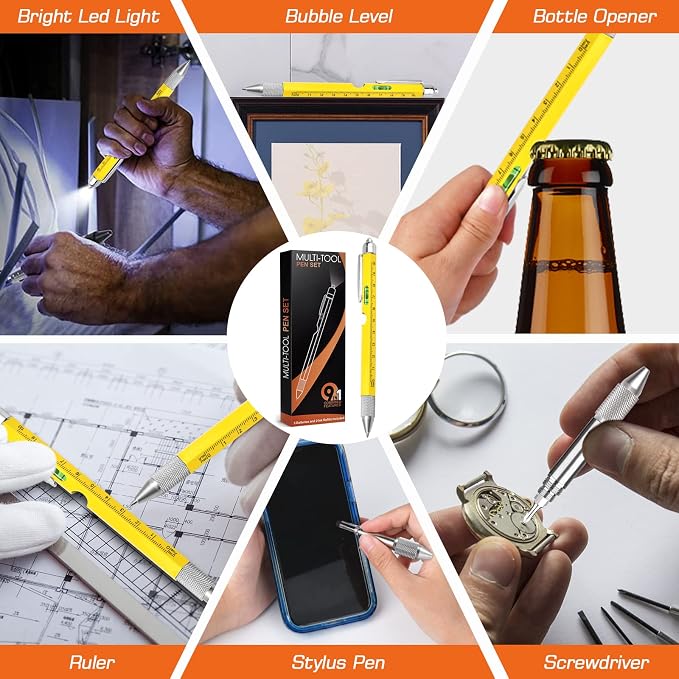 9 in 1 Multitool Pen, Fathers Day Dad Gifts from Daughter Son, Cool Gadgets for Grandpa, Birthday Christmas Fathers Day Tool Gifts for Boyfriend Him