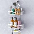 Shower Caddy Hanging, Bathroom Shower Rack, Bathroom Organizer with Soap Dish, Over The Showerhead Caddy with Hooks for Razor/Sponge, Soft White (Assembly Required)