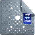 SlipX Solutions 27" Oversize Square Shower Mat, Non-Slip Mat for Elderly & Kids, 100+ Power Grip Suction Cups for Smooth Surfaces, Machine Washable, Solid Gray