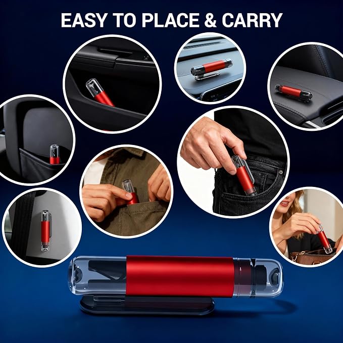 4 Pack Window Breaker Seatbelt Cutter, 2-in-1 Car Window Breaker Tool, Safe Hammer Glass Breaker and Seat Belt Cutter Underwater, Emergency Escape Tool with Test Glass for Automotive Accidents, Red
