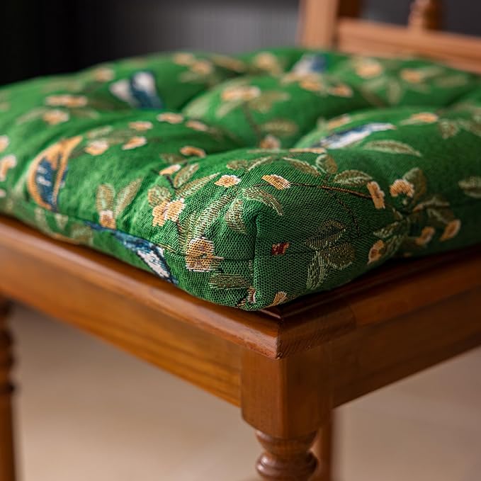vctops Farmhouse Brid Print Chair Cushions with Ties U-Shaped Soft Comfortable Chair Pads Non Slip Seat Cushions for Indoor Dining Room and Kitchen Chairs (Green,18"x18")