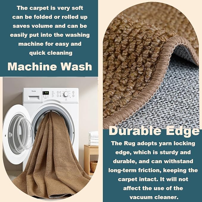 CHAMPLANT Washable Area Rug 8x10 Feet White Non Slip Living Room Kitchen Rugs Indoor Entryway Rug Floor Carpet for Dining Room Bedroom