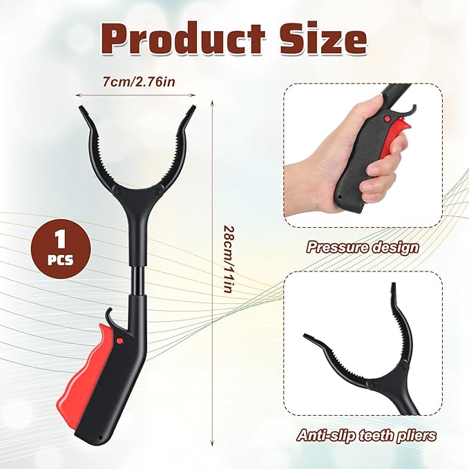 Gjinxi Grabber Reacher Tool Trash Grabbers Tool 11" Grabber with Anti-Slip 360° Rotating Jaw Non-Slip Ergonomic Handle Reacher Grabbers Pickup Tools for Sanitation Workers Gripping Various Objects