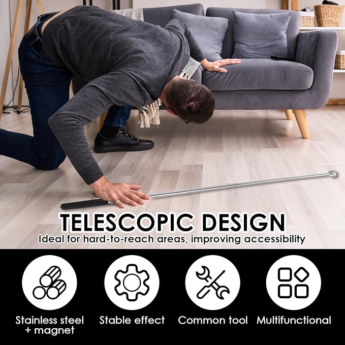 8Pcs Telescoping Magnetic Pickup Tool, 1.5/3/10/15LB Capacity Retractable Magnetic Grabber Tools, Stainless Steel Extendable Stick Reacher grabberTools, Portable Pickup Tool for Bolt Screw (8)