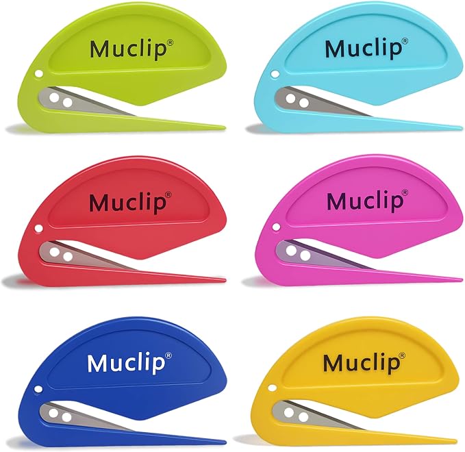 6 Pack Safety Letter Opener - Ergonomic ABS Grip,Hidden Stainless Steel Blade,Fast Slitter/Opener for Envelopes,Mail,Packages & More,Ideal for Office,Home & Business (6 Colors)