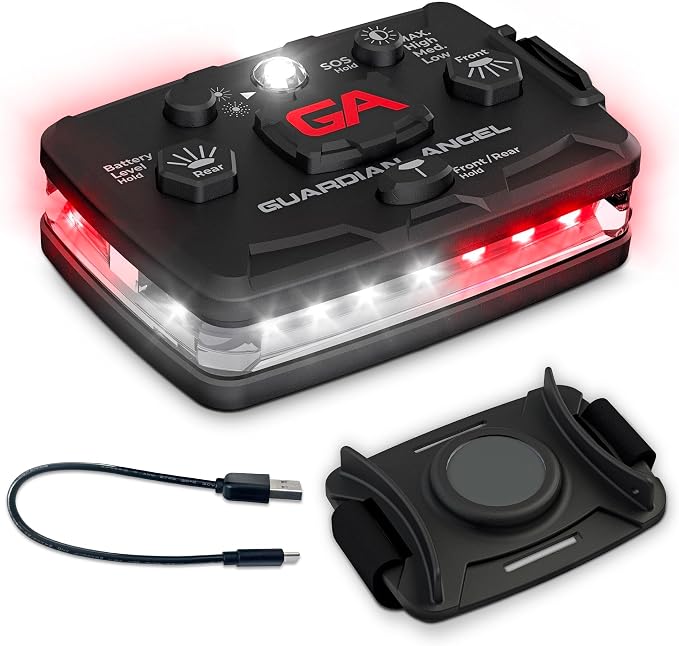 Guardian Angel Elite Series Safety Light, Beacon Device (White/Red Front & White/Red Rear) Rechargeable, Magnetic, Hands-Free Wearable & Mountable LED Light for First Responders, EMS, & Firefighters