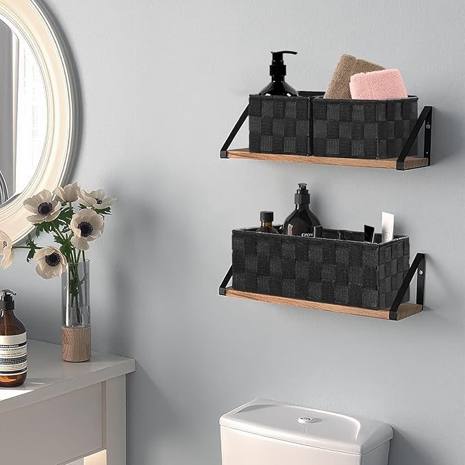 Posprica Small Baskets for Organizing(7 Set) Woven Storage for Shelves, Bathroom, Decorative Closet Organizer, Dresser Bins, Shelf