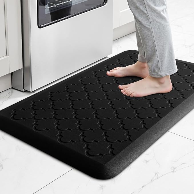 TranquilRelax 4/5 Inch Thick Anti-Fatigue Kitchen Mat Water Resistant Non-Slip Kitchen Floor Mat Ergonomic Comfort Standing Mat for Home Kitchen Office Laundry 17.3"x 28" Black