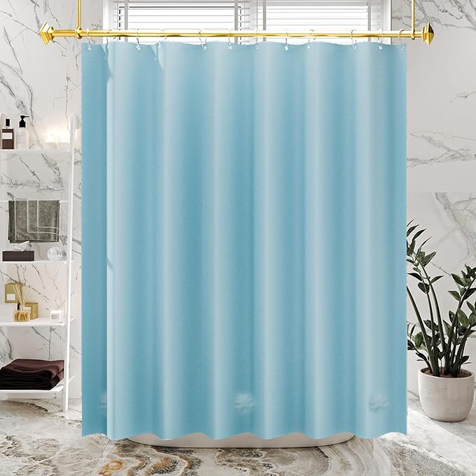 AmazerBath Teal Shower Curtain Plastic 72x72 Inches, Turquoise Shower Curtain Premium PEVA, 8G Heavy Duty Teal Shower Curtains for Bathroom with 3 Big Weighted Stones and 12 Rustproof Grommets