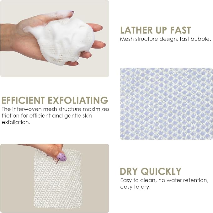 INNERNEED Exfoliating Net Cover Sponge Bath Scrubbing Loofah Rough Washcloth Case 4pcs, Only for INNERNEED Silicone Body Brush （Only Case）