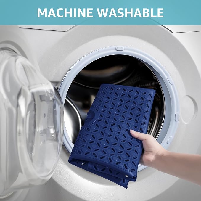 OTHWAY Square Shower Mat, 27"x 27" Extra Large Shower Mats for Inside Shower, TPE Anti Slip Shower mat with Suction Cups Drain Holes, Machine Washable Shower Floor Mat (Navy Blue)