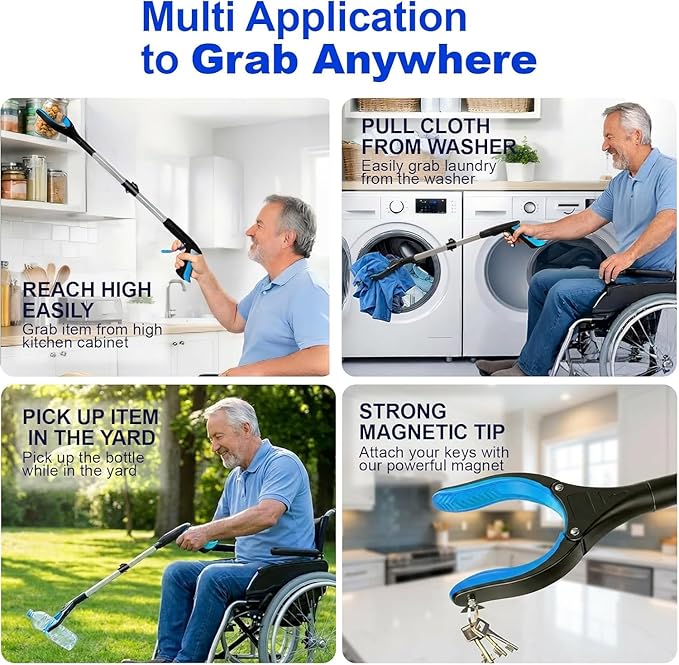 LEGENDONE 2 Pack 36" Magnetic Grabber Reacher Tool, Extra Long Reacher Grabbers, Easy Foldable Trash Pickup Tool, Heavy Duty 360° Claw Upper Grabber Picker for Senior, Health, Surgery Recovery