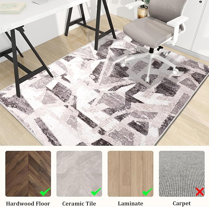 Office Chair Mat for Hardwood Floor, 72"x48" Easy Glide Computer Desk Mat Protector for Rolling Chair Under Desk Rug Nonslip Backing, Machine Wash, (Modern)
