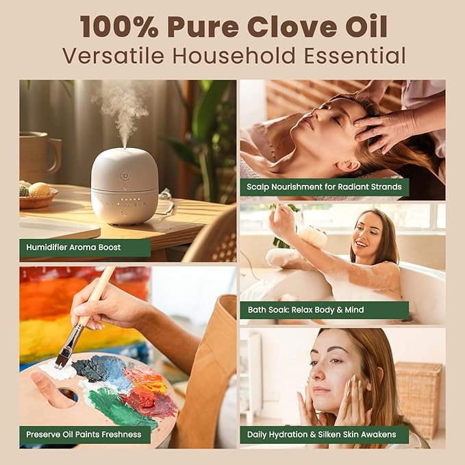 HIQILI 16 Fl Oz Clove Essential Oil, Pure Natural for Hair, Diffuser, Aromatherapy - 500ML