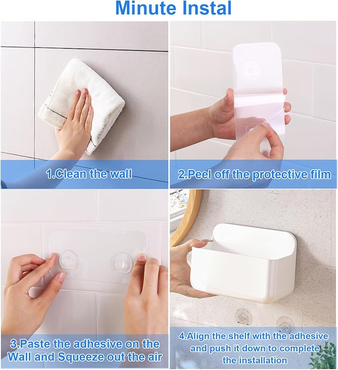 2pc Clear Wall Mount Organizer, Adhesive Cabinet Door Organizer,Self Adhesive Organizer for Wall,Shower Caddy No Drilling Hang Walls for Bathroom, Kitchen, Living Room