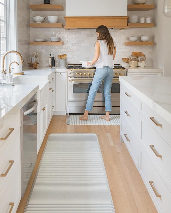 House of Noa Nama Standing Mat – Anti-Fatigue Cushioned Kitchen Mats for Floor | Ergonomic Bounce-Back Foam Kitchen Mats | Anti-Fatigue Mats for Kitchen & Standing | Coastal Nantucket | 22" x 72"
