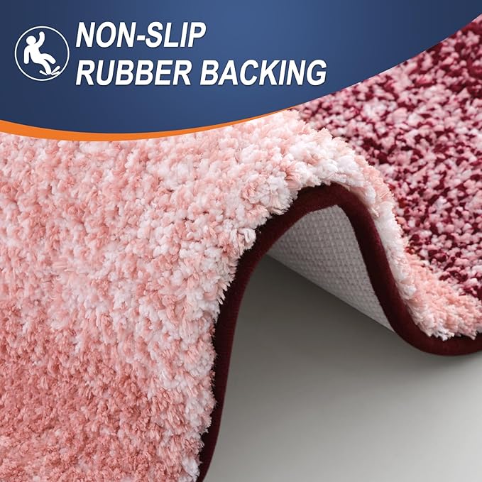 OLANLY Bathroom Runner Rugs Mat 44x24, Extra Soft Absorbent Microfiber Bath Rugs, Rubber Backing, Quick Dry, Washable Long Bath Mats for Bathroom Floor, Tub and Shower, Home Decor Accessories, Red