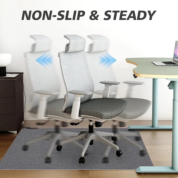 Sycoodeal Office Chair Mat for Hardwood Floor,Office Computer Gaming Chair Mat for Tile Floor,Large Floor Protector Rug,Anti-Slip,Easy to Clean,Grey(55"x36")