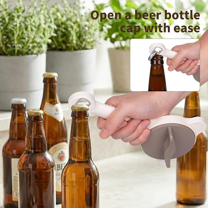 4 in 1 Multi-Purpose Jar Opener,Magnetic Stainless Steel Can Opener with Ergonomic Handle,Home Kitchen Helper,Multi Size Lid Tool for Jars Cans Wine Bottles