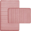 Bathroom Rugs Set 2 Piece Memory Foam Bath Rugs Non-Slip Bath Mat,Washable Room Mats,Absorbent Shaggy Rugs Super Soft Kitchen Mats, Batroom Carpets for Bathroom,Tub,Shower Home Decor（Coral Pink）
