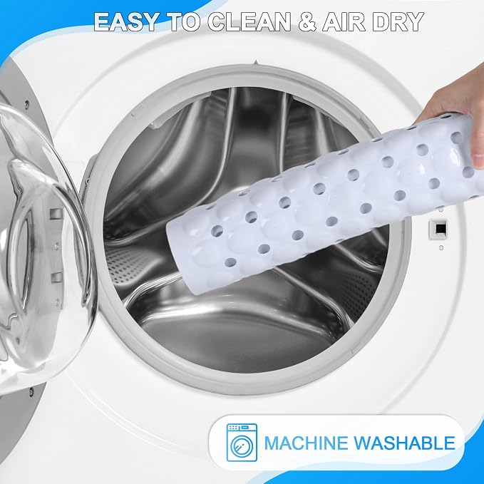 Bathtub and Shower Mats, 40x16 Inch Extra Large Non Slip Soft Bath Tub Mat with Suction Cups and Drain Holes for Bathroom Floor and Keep Tubs Clean, Machine Washable, White