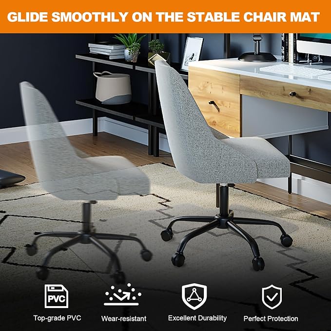 Chair Mat for Carpet- Low Pile (1/4" Thick) Carpet Protector for Office Gaming Computer Desk Chair. Heavy Duty Desk Chair Mat for Carpeted Floors, Semi Transparent (with Lip (Thickened)