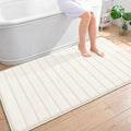 OLANLY Memory Foam Bath Mat 59x35, Super Soft Absorbent Bathroom Rugs, Quick Dry, Machine Washable Shower Floor Rugs, Bathmat Carpet, Bathroom Home Decor Accessories, Ivory
