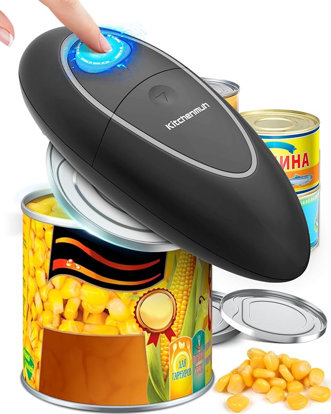 One Touch Electric Can Opener Fits All Can Sizes for Seniors with Arthritis, Battery Operated Can Opener with Smooth Edge, Food Safe Kitchen Gadgets Automatic Can Opener for Kitchen