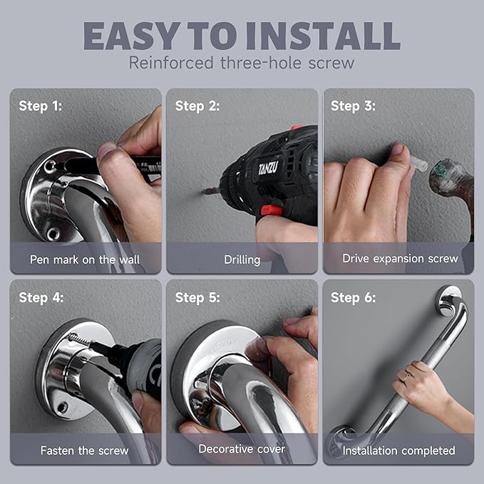 40 Inch Shower Grab Bar 1.25" Dia, 2 Pack Chrome Anti Slip Bathroom Grab Bar, 304 Stainless Steel Knurled Handicap Grab Bars, Safety Support Handrail,Bath Shower Handle for Elderly Injury Senior