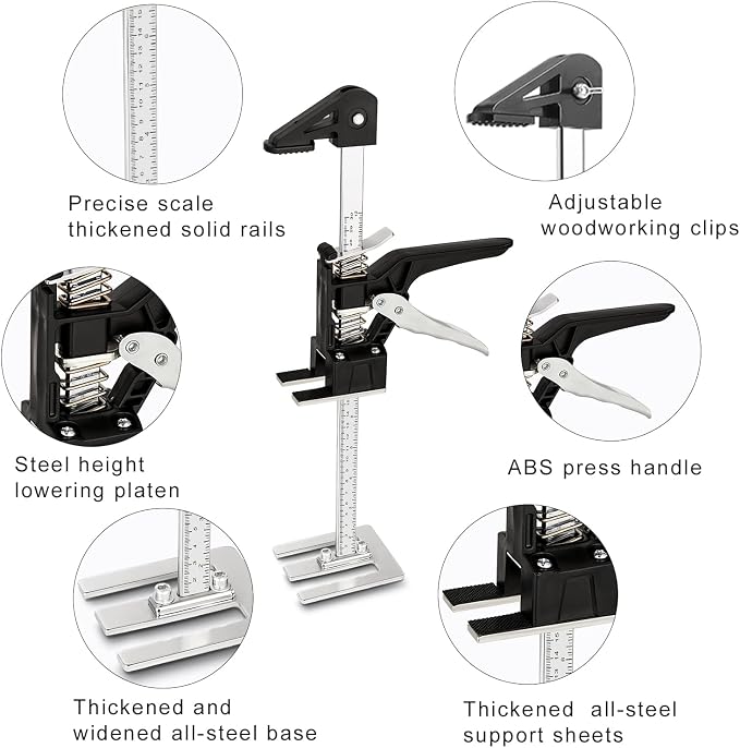 EnryKuo Labor Saving Arm Jack 2 Pack,15.5 Inch Multifunctional Furniture Lifter Jacks for Installing Cabinets and Wall Tile Height Adjuster Handheld Tool