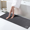 RUERYA Diatomaceous Earth Bath Mat 17" x 59" Extra Long Bathroom Mat Large Fast Dry Super Absorbent Non-Slip Rubber Backed Shower Mat Bath Rugs Mats for Bathroom Floor, Tub, Shower, Sink, Dark Grey