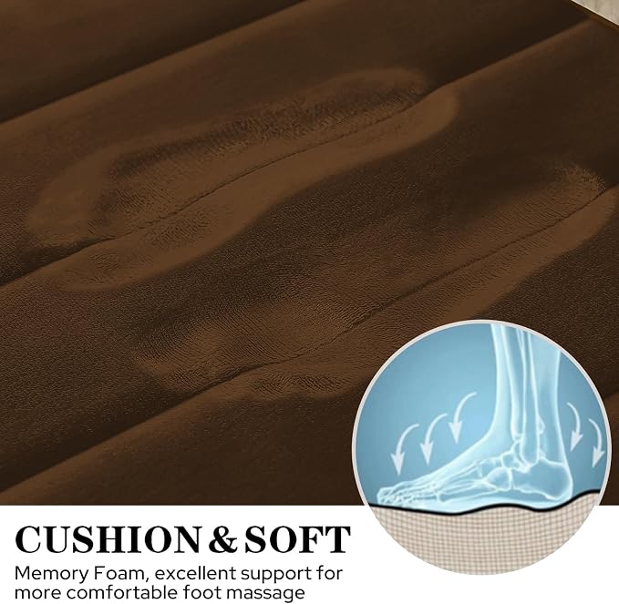 BYSURE Brown Memory Foam Bathroom Rug Set 3 Piece, Non Slip Extra Soft Absorbent Bath Mats, Machine Washable & Dry Toilet Mat Sets for Bathroom Floor